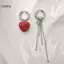 LUImo Thời Trang Trái Tim Mặt Dây Chuyền Tai Bule Thời Trang Không Đều Pha Lê sel Bông Tai Ngọt Ngào Mát Kim Loại Dây Xích Tai Phụ Kiện Quà Tặng SBS