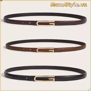 Thắt lưng khóa trượt kim loại MONOSTYLE, Thắt lưng da mỏng đa năng, Thiết kế sang trọng Dây đeo thắt lưng nam giới dành cho nữ