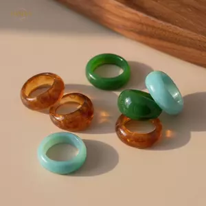 PNPIA- Nhựa Acrylic Nhẫn 1 3 Cái Pa Nhiều Màu Sắc Không Đều Hình Học Phong Cách Retro Cho Nữ Độc Đáo Thời Trang Phụ Kiện Văn Phòng Thường Ngày