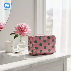 Túi đựng mỹ phẩm chống thấm nước PVC chấm bi bóng di động Túi trang điểm nhẹ để tặng quà du lịch VN