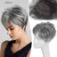 DELMER Top Tóc Nổ, Tóc Giả Thay Thế Tóc Giả Nữ Tóc Ngắn Topper, Liền Mạch Lông Tơ Tổng Hợp Tự Nhiên Sóng Tóc Bìa Tóc Trắng