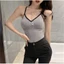 8823 Hot Girl Sling Cổ Chữ V Dài Đẹp Lưng Áo Vest Có Miếng Lót Ngực Quấn Ngực Chống chói Bên Ngoài Mặc Đế Top 0GMS