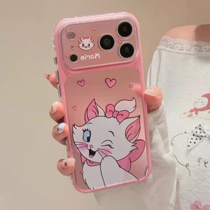 Ốp điện thoại mạ trái tim tình yêu bên mèo dễ thương cho iPhone 17 Pro Max 16 15 Pro Max Vỏ bảo vệ chống sốc