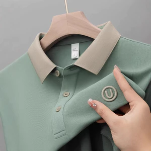 Mùa 2024 Áo polo Áo Sơ Mi Tay Ngắn Nam Tay Ngắn Slim-fit Casual Kinh Doanh Nhẹ Sang Trọng Ve Áo Thun Thoáng Khí Mùa Hè Top SWNK