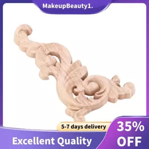 Gỗ Khắc Decal Góc Onlay Đính Trang Trí Tường Cửa 12 * 6cm Không Sơn