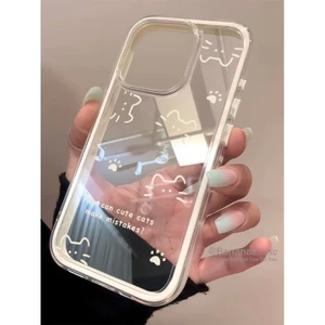 Ốp điện thoại trong suốt mềm hình mèo dễ thương cho iPhone 17 16 15 14 13 12 11 Pro Max X XR XS Max 8 Plus SE2020