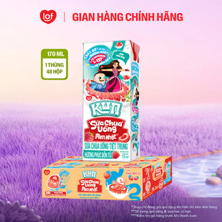 Sữa chua uống tiệt trùng KUN hương phúc bồn tử thùng 48 hộp x 170ml