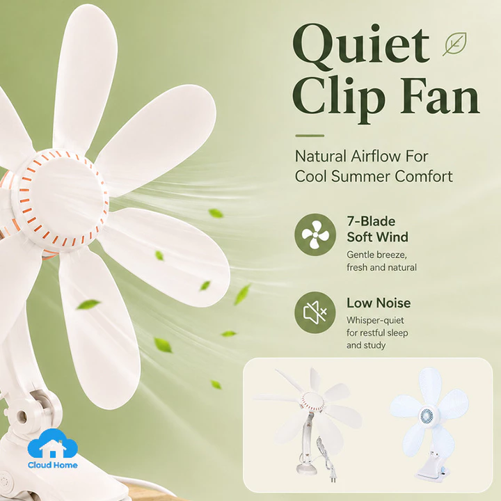 🌤️COD🌤️Quạt kẹp để bàn 7 cánh quạt tránh nóng quạt điện 8W kẹp dùng trong ký túc xá