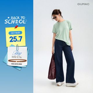 Quần Jeans Nữ GUMAC Form Ống Rộng Thiết Kế Basic Dễ Phối Đồ Hằng Ngày QJG05008