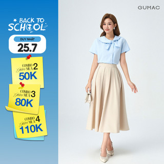 [NHẬP AFFDOG GIẢM 79K] Chân Váy Xếp Ly Dáng Dài GUMAC Chân Váy Chữ A Lưng Cao Có Túi Vải Cotton Lạnh Cao Cấp LVE1001