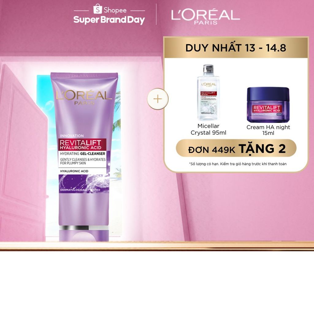 Sữa rửa mặt Loreal Revitalift Hyaluronic Acid cấp ẩm và căng mịn da (Tuýt 100ml)