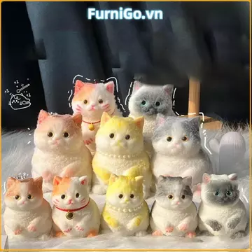 Đồ chơi giảm căng thẳng FURNIGO, với bề mặt đổ xô Đồ chơi bóp mềm hình mèo dễ thương, Đồ chơi nhồi bông mèo silicon phục hồi chậm Quà tặng sinh nhật