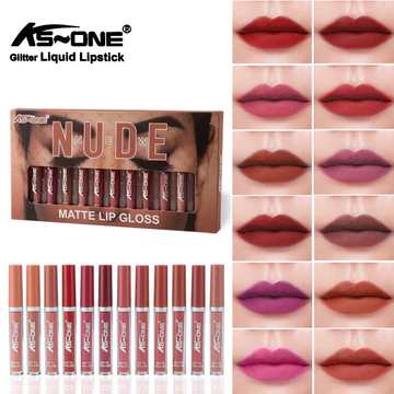 Matte Lip Gloss Son Môi Chống Dính Cup 12 Màu Bộ Son Bóng Son Môi Nhung Matte Son Môi Lâu Dài