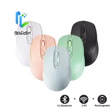 Chuột không dây GOFIDIN Macaron, Chuột không dây công thái học có thể sạc lại 2.4Ghz + BT5.0, Chuột chơi game không ồn ào Phụ kiện máy tính chuột không dây Morandi nhẹ