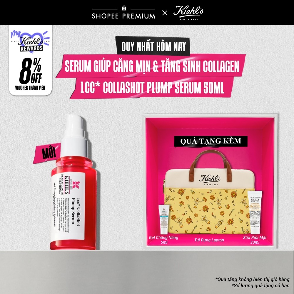 Serum giúp da căng mịn & tăng sinh collagen Kiehl’s 1cc CollaShot Plump Serum 50ml
