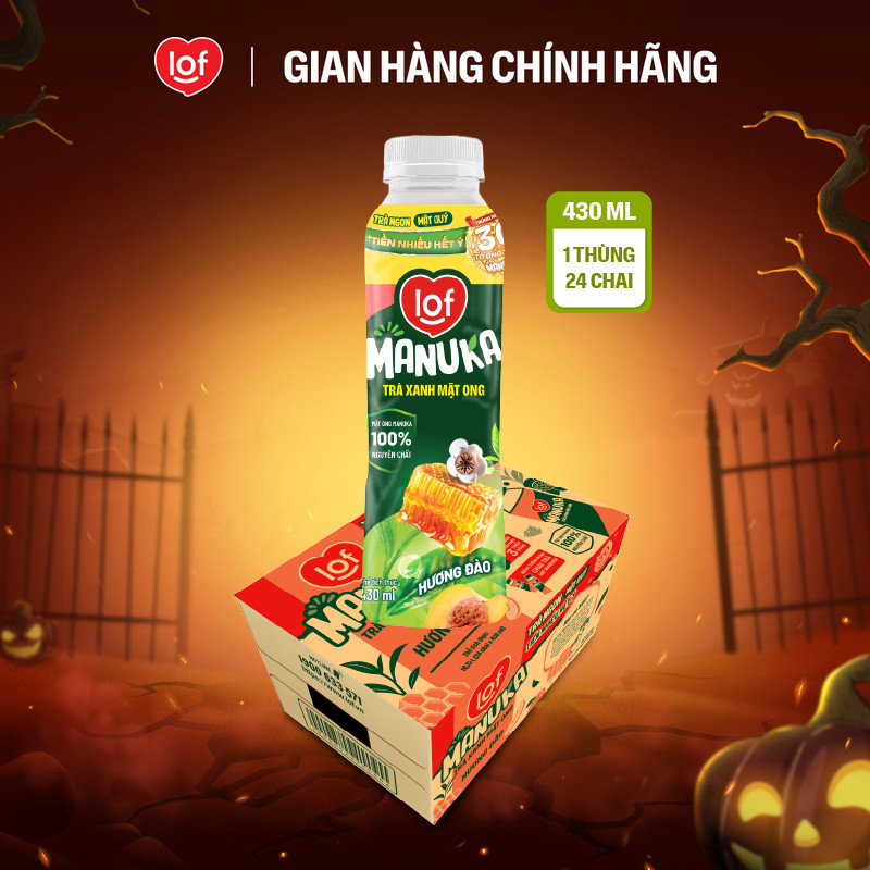 Trà xanh mật ong LOF Manuka hương đào thùng 24 chai x 430ml