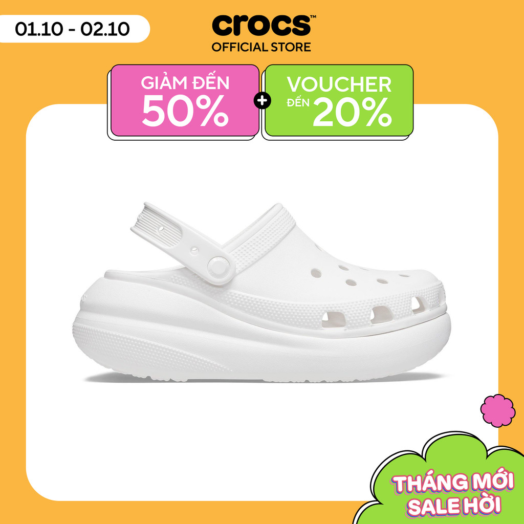 Giày Clog Unisex Crocs Crush Classic - White - 207521-100