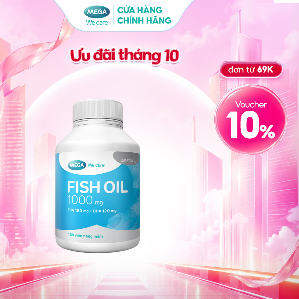 Viên uống dầu cá Omega 3 Mega We Care Fish Oil hỗ trợ thị lực và não bộ, bổ sung DHA và EPA (100 viên) – TPBVSK
