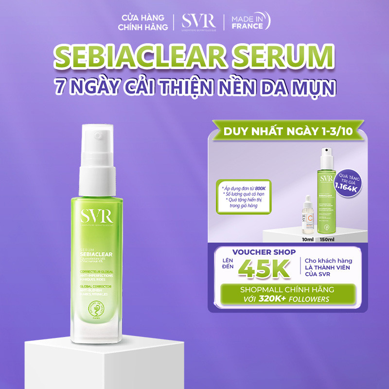 Tinh chất giảm mụn, ngừa thâm và mềm mịn da 4 trong 1 SVR Sebiaclear Serum 30ml