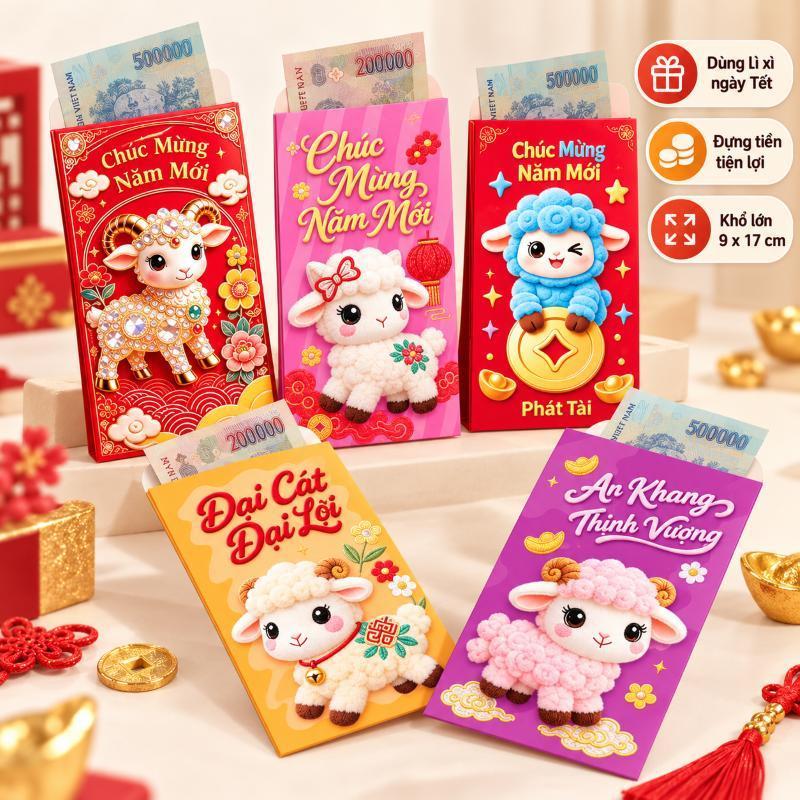 Túi Mù Lì Xì Bao Lì Xì Dễ Thương Năm Con Dê Hoạt Hình 36-72 Cái Cho Bé Ngày Lễ Tết 2027