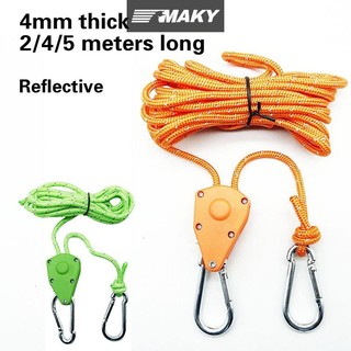 Newwellknownepic Phản Quang 2 / 4 / 5m 4mm Dây Lều Khóa Cố Định Ròng Rọc Căng Móc Treo Mái hiên Dây Gió Buộc Xuống Adjusg VN