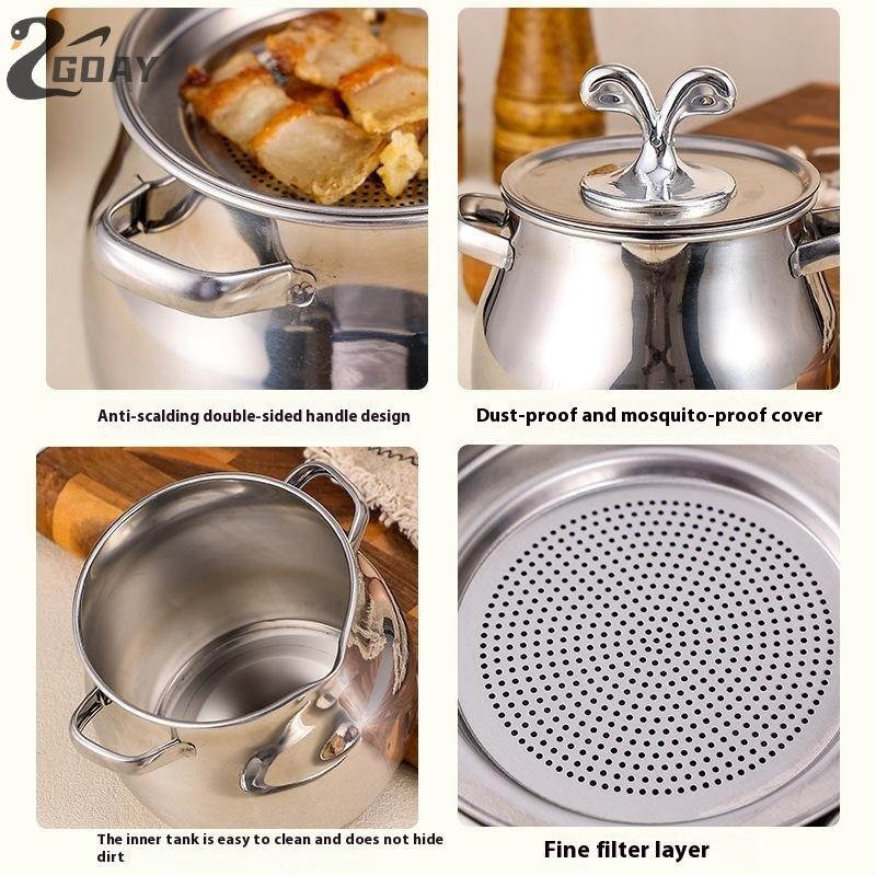 GOAY 1.5L Nồi Lọc Dầu Thép Không Gỉ Lard Lọc Dầu Nấu Ăn Lọc Dầu Mỡ Giữ Bảo Quản Hộp Đựng Dầu Nhà Bếp VN
