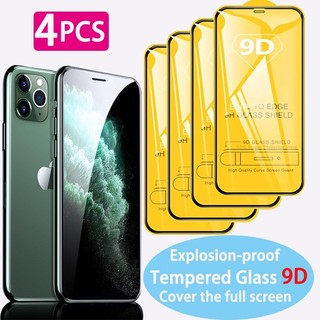 4 Kính Cường Lực Bảo Vệ Full Keo 9D Cho IPhone 13 14 Pro Max 12 11 8 7 6S 6 Plus X XR XS Mini SE2020 Bảo Vệ Màn Hình