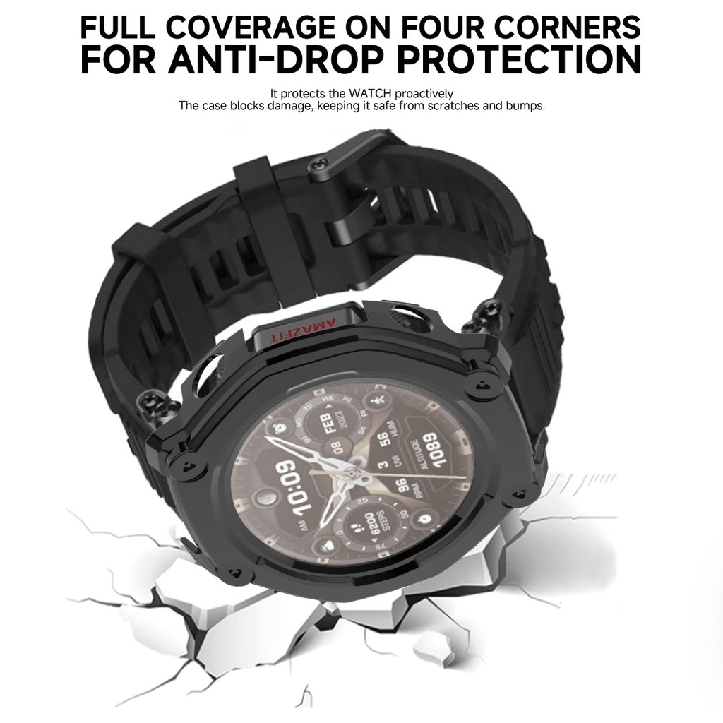 Ốp lưng + nắp kính cho Amazfit T-Rex3 Pro 48mm silicon mềm bảo vệ màn hình phụ kiện cản trước