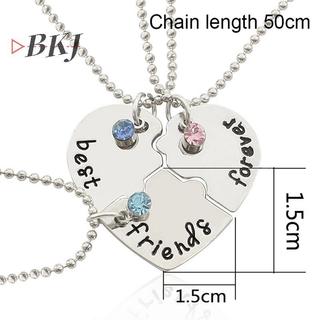 [KJ] 3 Cái / bộ Vòng Cổ Mặt Dây Chuyền Nối Trái Tim Người Bạn Thân Nhất Bff Tình Bạn Cặp Đôi Vòng Cổ Trang Sức Thời Trang [Mới]
