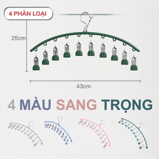 [Hàng đẹp] Móc treo quần áo, đồ lót, tất vớ 10 kẹp, thiết kế khoá chống gió