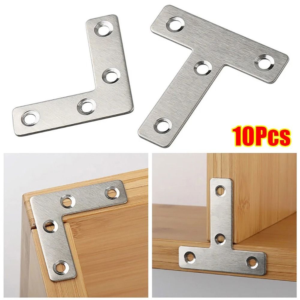 SHUPUN 10 Cái Giá Đỡ Góc, 40 / 50 / 60 / 80mm 90° Tấm kết nối góc phải, Phụ kiện phần cứng bằng thép không gỉ loại chữ L loại T