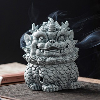 Lư Hương Xông Trầm, Đốt Nhang Trầm Bằng Đá Sa Thạch Tạo Hình Kỳ Lân