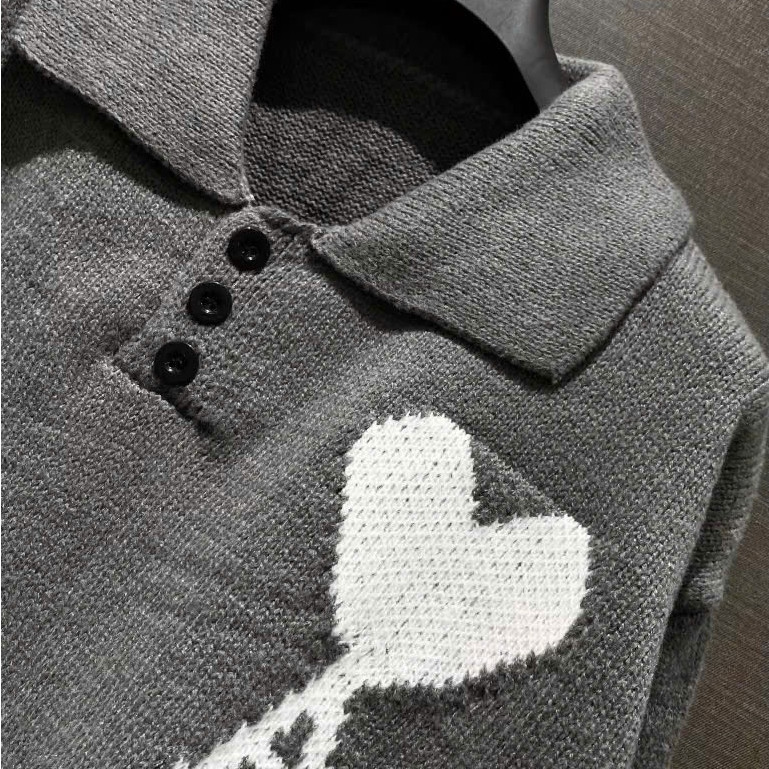 Áo Len Cổ Polo Chữ A Trái Tim KCloset Áo Polo Dày Dặn Dáng Rộng Nam Nữ NA41