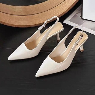 Giày Sandal Da Ngón Chân Bằng Sáng Chế Pháp Nữ Mùa Hè 2025 Tất Cả Trận Đấu Stiletto Mũi Nhọn Khóa Dây Đeo Cao Cấp