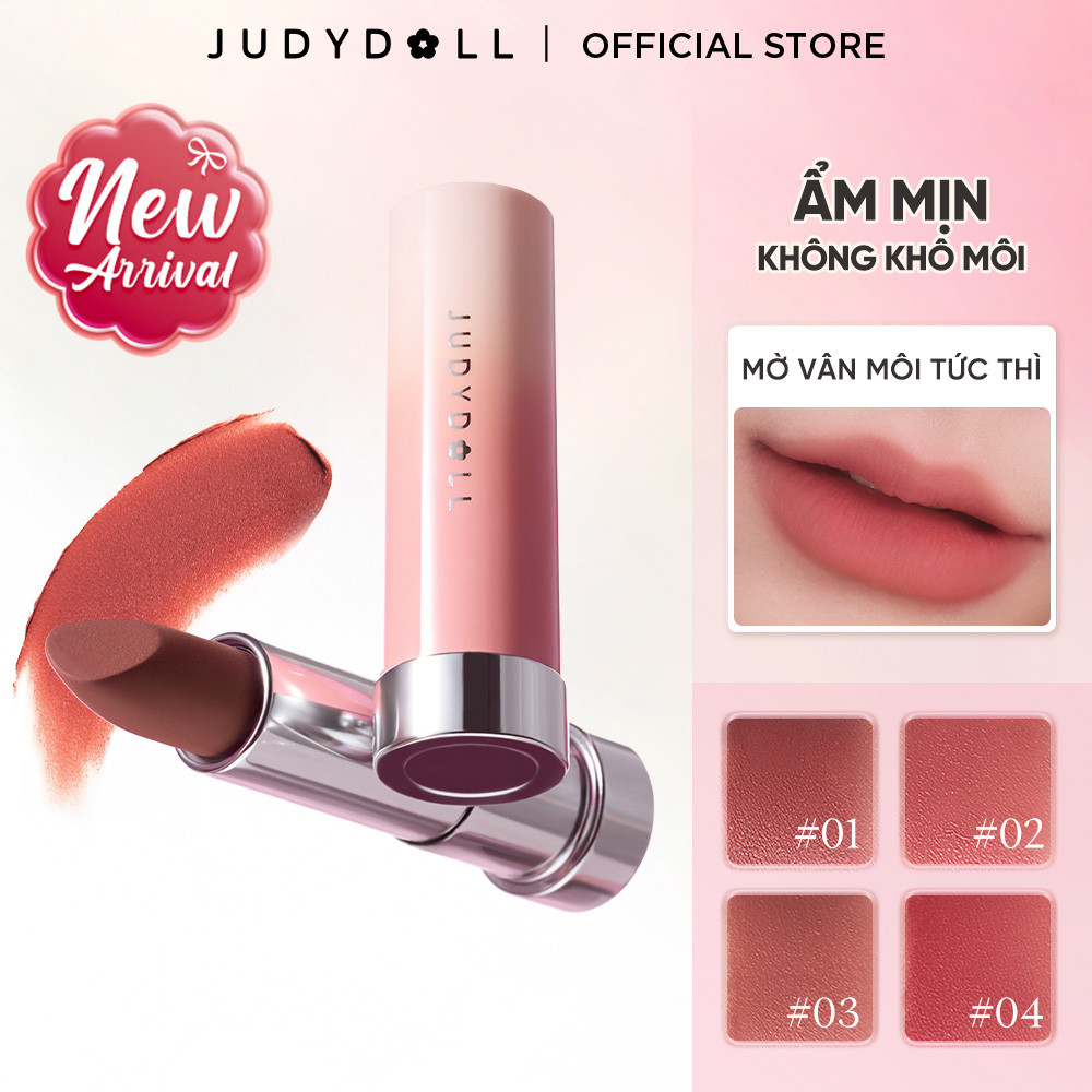 Son Lì JUDYDOLL Velvet Matte Lipstick Son thỏi Ẩm mướt Bơ mịn Mờ vân môi 3,6g