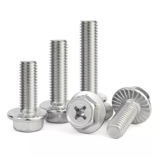 Ốc vít mặt bích chéo bằng thép không gỉ 304 bu lông lục giác bên ngoài chống trượt với vít họa tiết đệm (có răng) M3 / M4 / M5 / M6 / M8 【 JYD-ZZ-Z】