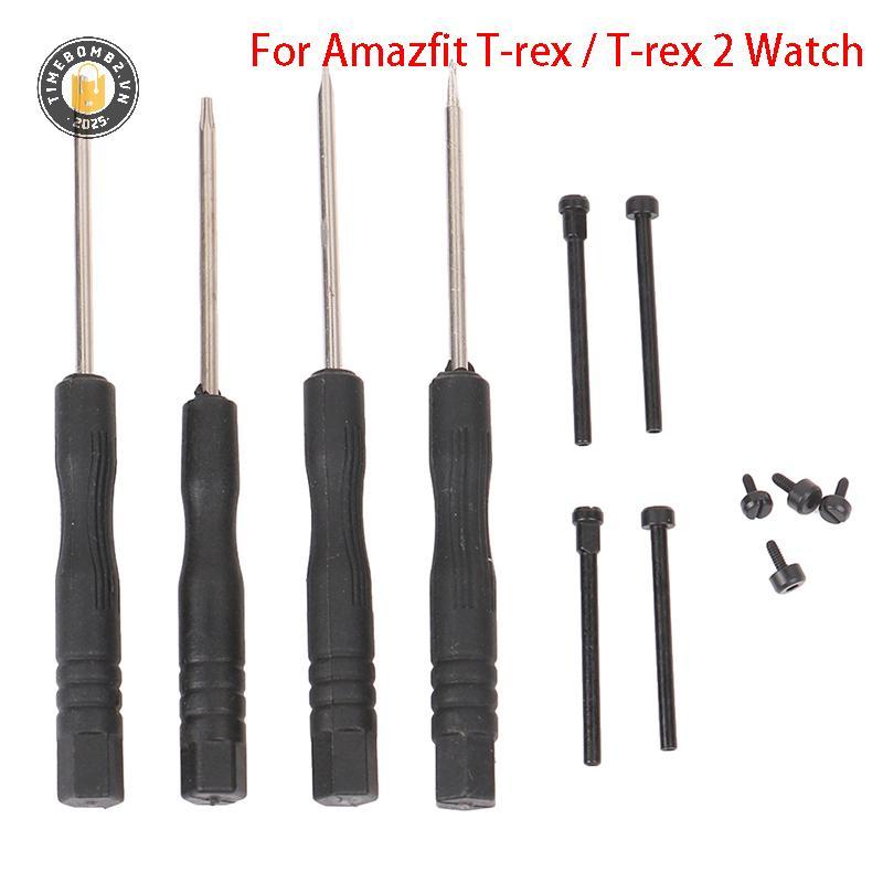 {TB & Bag} 1 Bộ Cho Huami Amazfit T-rex / T-rex 2 Đầu Nối Đồng Hồ Thanh Vít Adapter Phụ Kiện PIN Dây Đeo Bằng Thép Không Gỉ Thanh Tai Nguyên Dụng Cụ Tua Vít.
