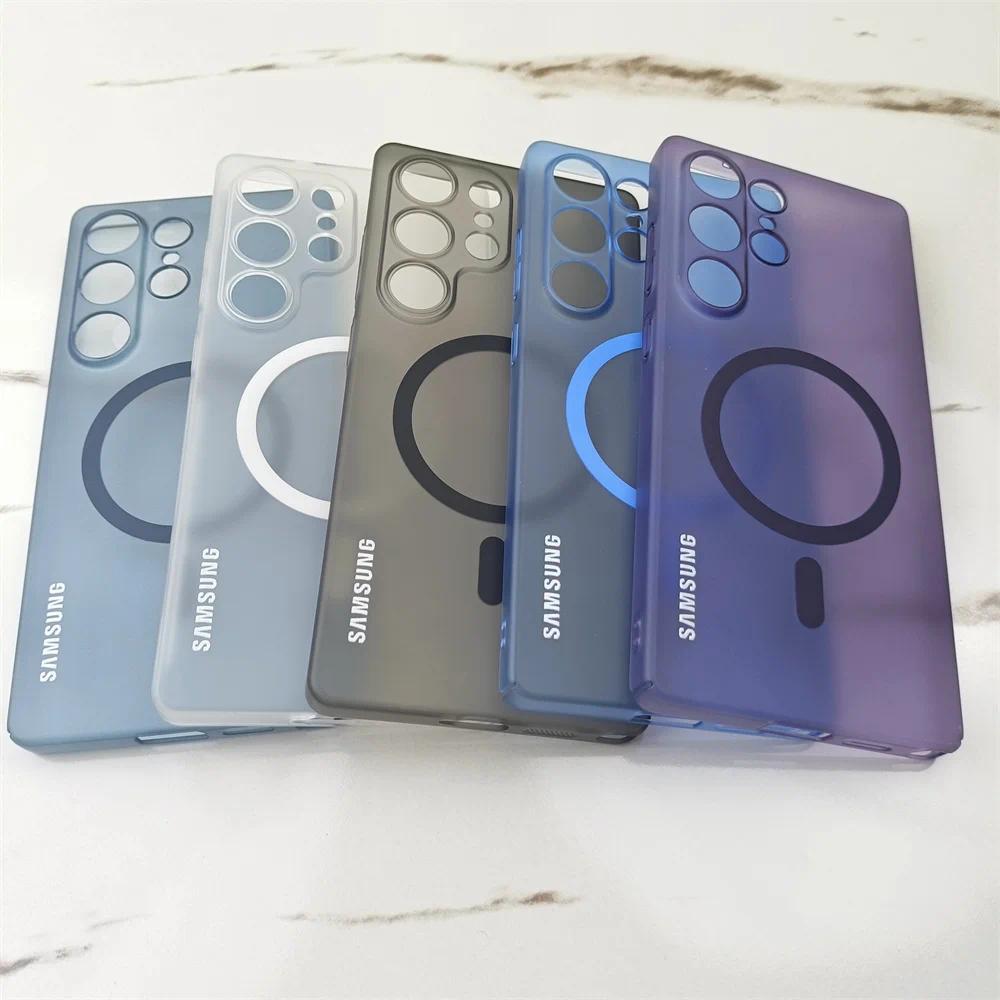 Ốp điện thoại Samsung S25 Ultra S24 S23 S22 Plus Slim Ice Mist Ốp điện thoại từ tính trong suốt cho Galaxy S25 S24 Ốp điện thoại chống sốc Funda