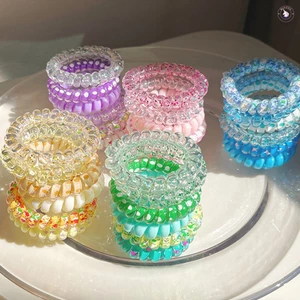 6 Chiếc Ombre Cuộn Dây Buộc Tóc Độ Đàn Hồi Cao Xoắn Ốc Dây Dành Cho Nữ Bé Gái Buns Đuôi Ngựa