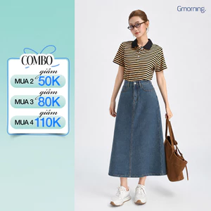 Chân Váy Jeans Gmorning - GUMAC Form A Tôn Dáng Túi Mổ Hàm Ếch Thanh Lịch YVJF01071 - YVG07102