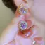 PNPIA- Bông tai hình tròn nhỏ tinh tế dành cho nữ Thời trang bé gái Tai Zircon sáng bóng Bule Phụ kiện trang sức đa năng đơn giản Quà tặng