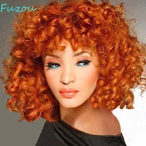 FUZOU Afro Xoăn Tóc Giả Vô Hình DIY Đảng Phần Mở Rộng Tóc Chịu Nhiệt Sợi Nữ Tổng Hợp Đen Nâu Tổng Hợp Tóc Giả