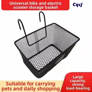 Giỏ treo sau CQCJ, Giỏ trước xe đạp 25 * 17 * 15cm màu đen, Giỏ đựng đồ mua sắm bằng lưới kim loại chất lượng cao