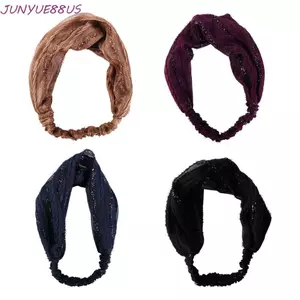 JUNYUE88US Dây Buộc Tóc Rộng Phụ Kiện Tóc Quấn Đầu Vintage Sáng Bóng Sọc Sequin Vải Sáng Bóng Dây Buộc Tóc Co Giãn Bao Tóc Trắng Chống Trơn Trượt Mũ Hàn Quốc