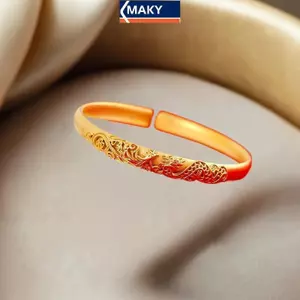 MAKY Mới Thời Trang Cát Vàng Mô Phỏng Vòng Tay Nữ Vintage Thanh Lịch Mạ Vàng Trang Trí Đám Cưới Peaco Vòng Tay Dài VN