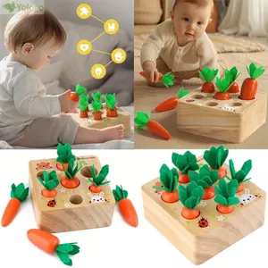 Đồ chơi giáo dục YOLOGO, Đồ chơi kéo cà rốt vẽ tranh nhiều màu, Hình dạng lá vải xanh an toàn Ghép nối tay mắt Đồ chơi tăng cường trí não cho bé 1-5 tuổi