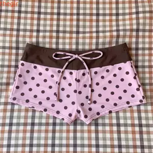 THEGIRL8B Halter Bikini Set, Đồ bơi nữ chấm bi Deep V, Đẩy lên eo thấp buộc dây chắp vá Đồ đi biển mùa hè thông thường