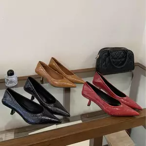 TT Mũi Nhọn Cao Gót Nữ Giày Đơn Sang Trọng Tất Cả Trận Đấu Da Thật Giày Công Sở Giày Da Nhỏ