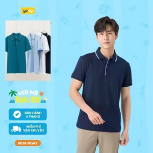 Áo thun polo nam cafe YODY dệt tổ ong trụ bo cúc bấm thông thoáng không bám mùi APM7027