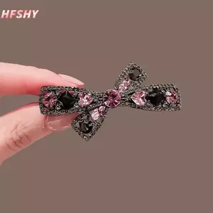 HFSHY 1 Cái Nữ Nổ Bên Kẹp Dubill Kẹp Cao Cấp Pha Lê Tím Rỗng Nơ Kẹp Tóc Đơn Giản Phong Cách Hàn Quốc Phụ Kiện Tóc VN